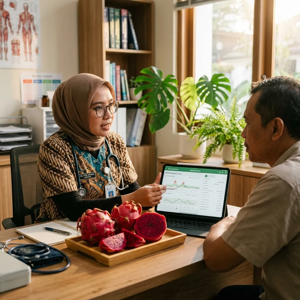 Gambar Khasiat Buah Naga Merah untuk Detoksifikasi dan Diabetes: Kajian Medis serta Integrasi Tata Kelola Kasus DM di Faskes