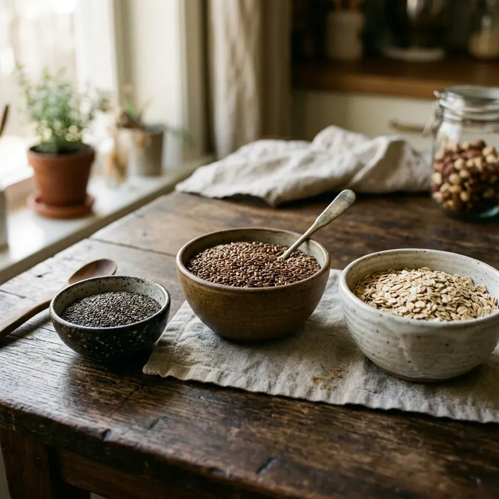 Gambar Manfaat Biji Chia, Flaxseed, dan Oatmeal sebagai Superfood Alami Penjaga Kesehatan Jantung