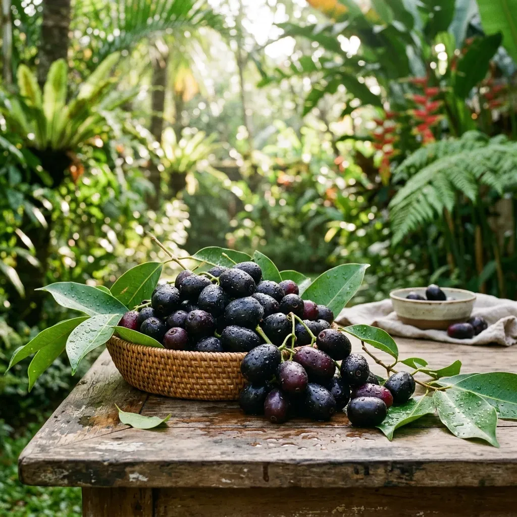 Gambar Manfaat Buah Jamblang untuk Kesehatan Lambung, Kolesterol Alami, dan Integrasi Manajemen Nutrisi Faskes