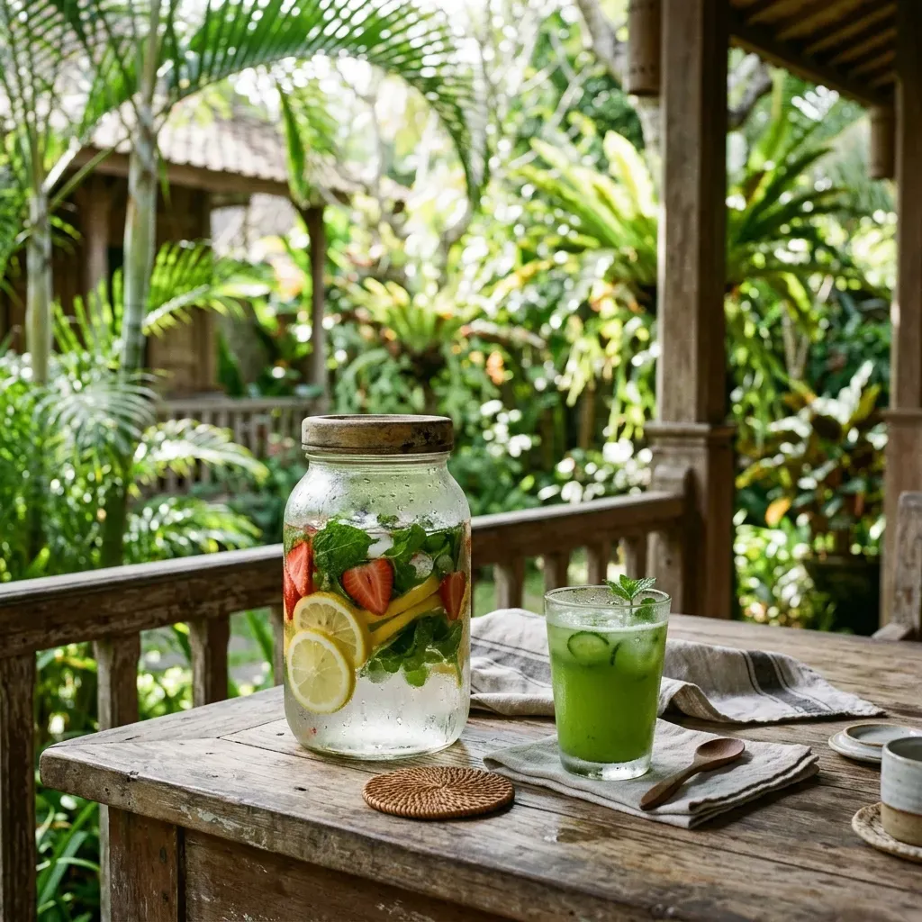 Gambar Panduan Infused Water dan Juice Detox Alami: Manfaat Klinis, Mekanisme Eliminasi Toksin, dan Integrasi Edukasi Gizi Faskes